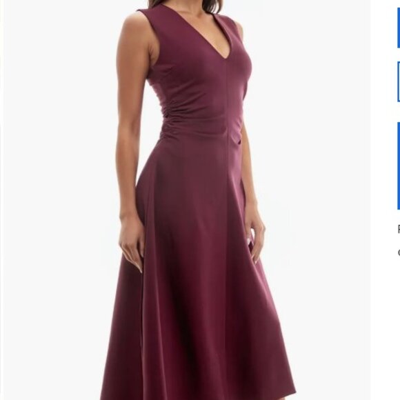 Socialite Dresses & Skirts - Socialite Shirred Waist Asymmetric Midi Dress | Plum | Size M MSRP $128 – NWT